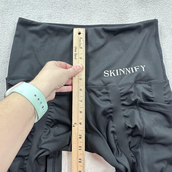 SKINNIFY Leggings Womens Medium Black High Waisted Resistance Band Stretch Pants - Picture 10 of 13